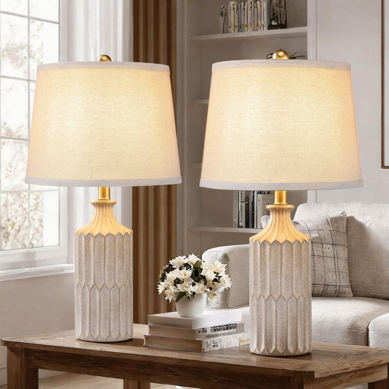 Ensemble de lampes de table en céramique de 23 po ChenJoss, convient aux chambres à coucher, aux salons, aux bureaux et aux bureaux (ensemble de 2)