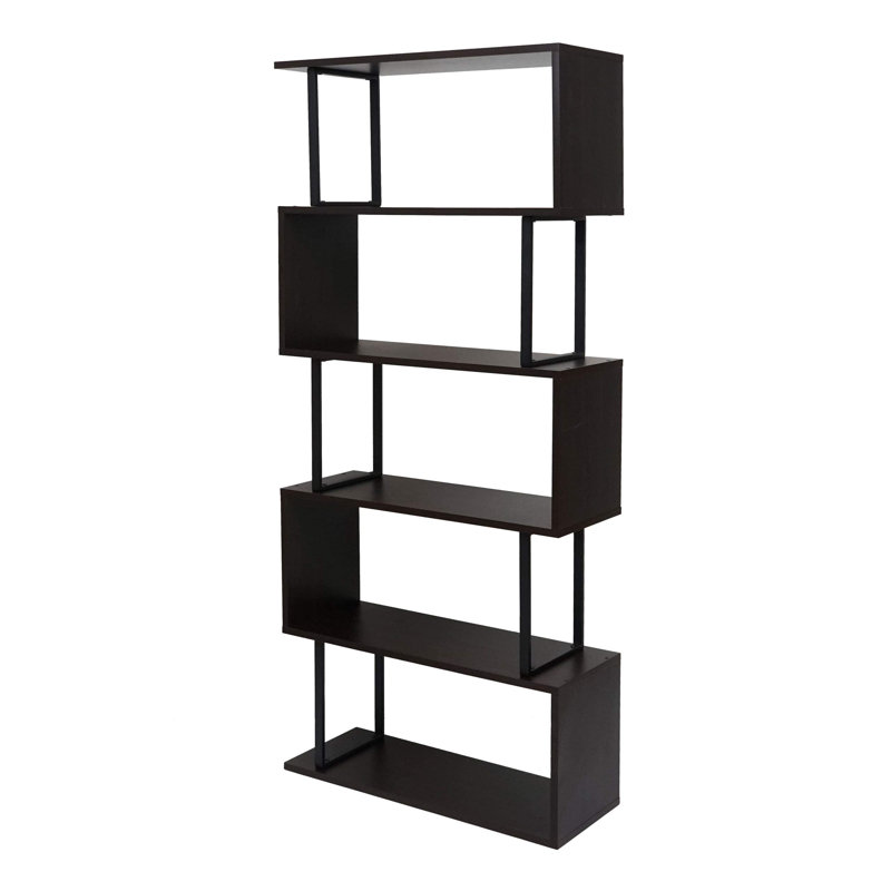 Groover 183cm H x 80cm W Iron Geometric Bookcase, Wild oak