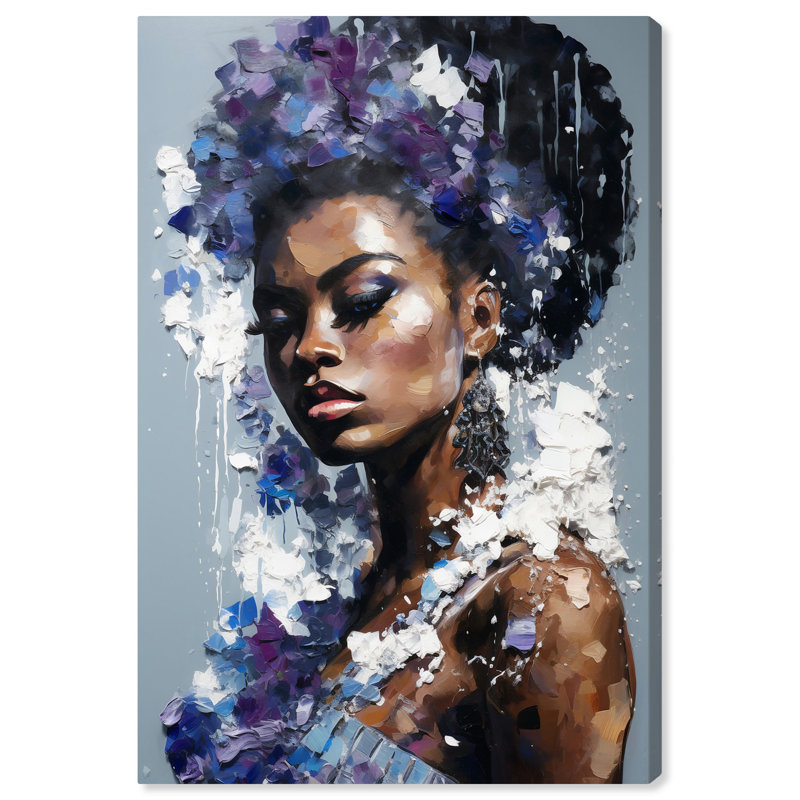 Confetti Petals Modern Boho Canvas Portrait in Blue and Purple