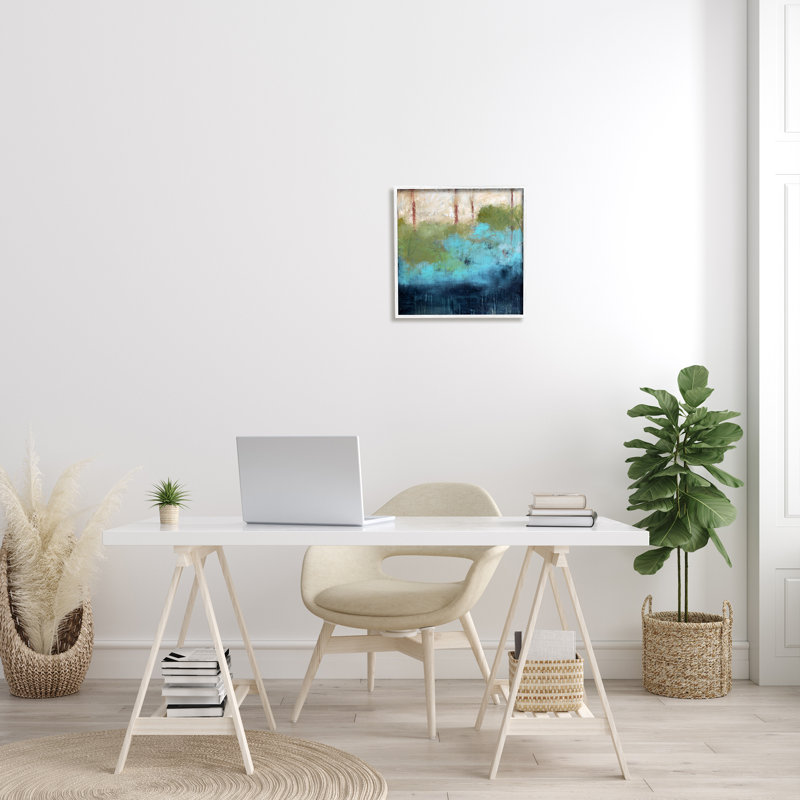 «Forest Floor River Abstraction» par Judi Bagnato, H 17 po x l 17 po, Giclée encadrée blanc bord de mer