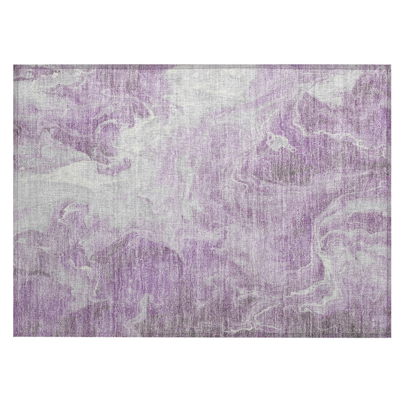 Machine Washable Indoor/Outdoor Cinead ACN1687 Lavender Rug, Rectangle 1'8" x 2'6"