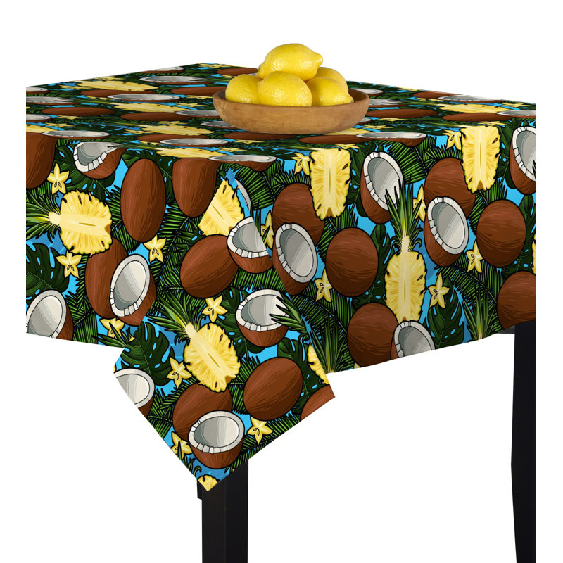 Orele Coconuts Pineapples Tablecloth, 90" x 90"