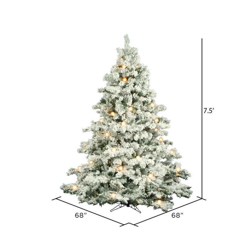 Alandis Vickerman Flocked Alaskan Artificial Christmas Tree, White Lights, 6.5" H