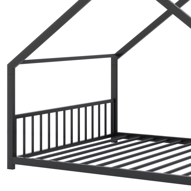 Metal House Bed, Black
