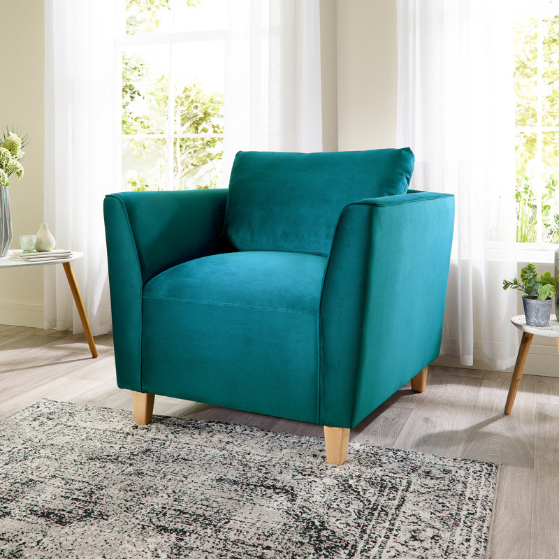 Audington Velvet Armchair, Steel