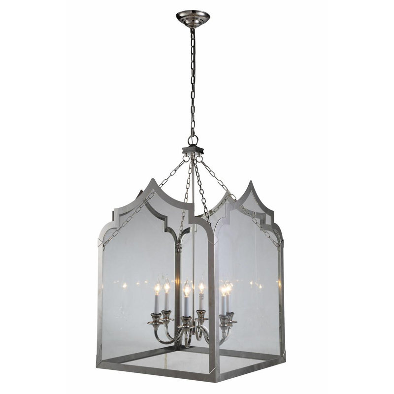 Lustre carré à 6 lumières Boonton, Nickel poli
