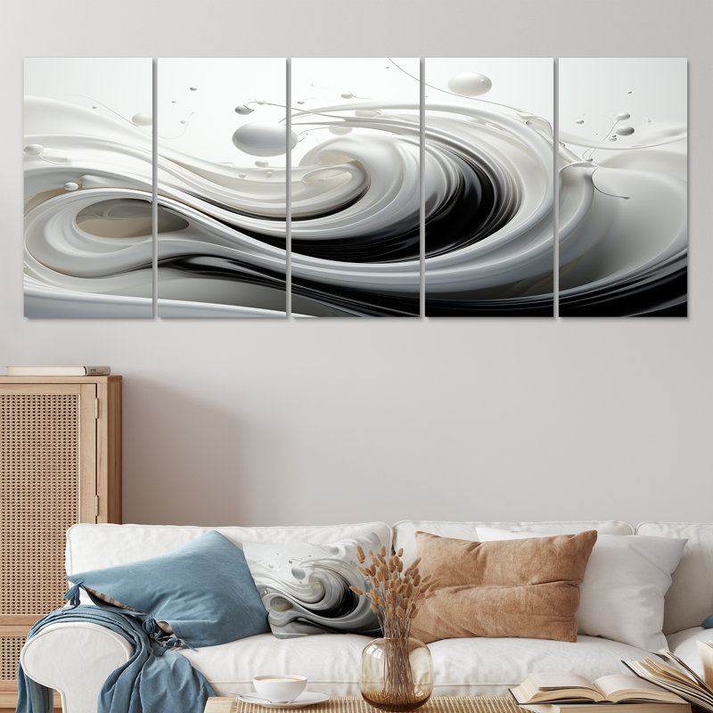 5 pièces d'art sur toile, H 32 po x l 80 po