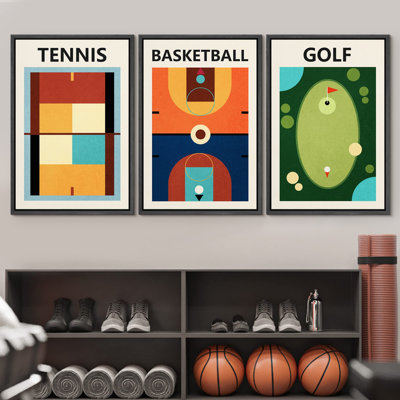 Mid-Century moderne, cours d'athlétisme rétro, sports et remise en forme, photos pop modernes, impression numérique sur toile, impression numérique sur toile encadrée