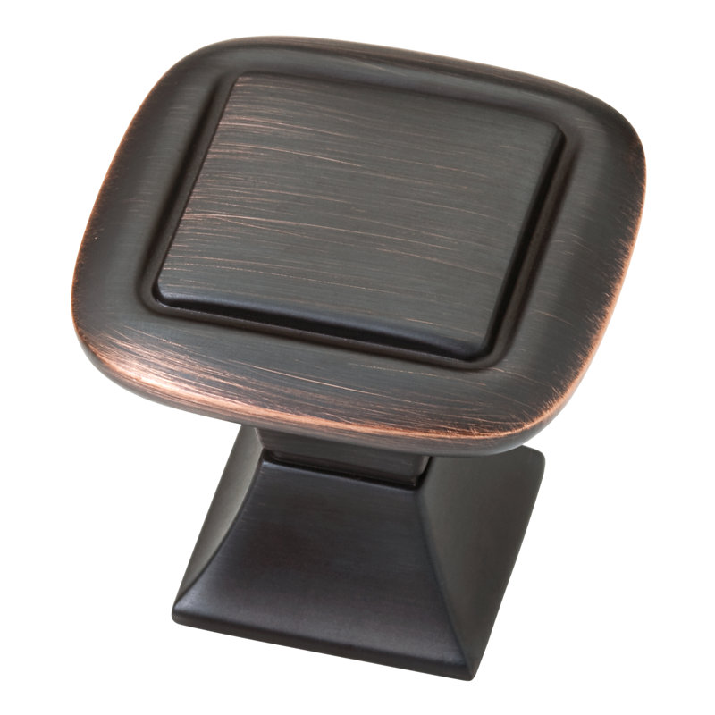 Southampton 1 3/16" Length Square Knob, Bronze with Copper Highlights