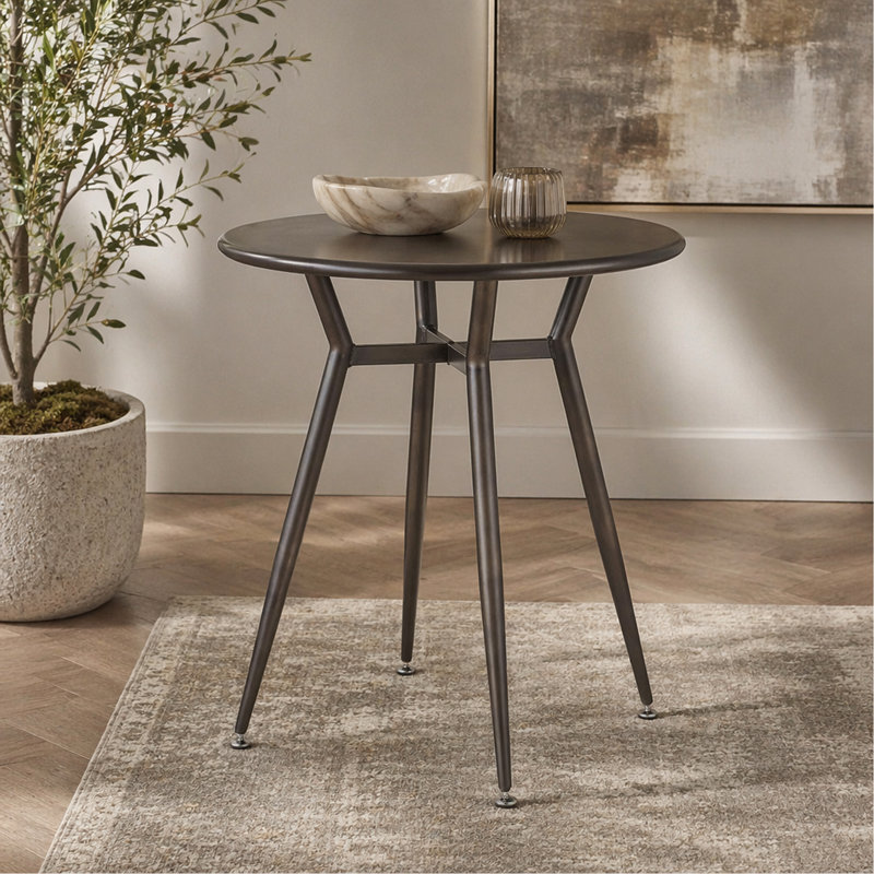 Table ronde en métal antique, Bronze Antique
