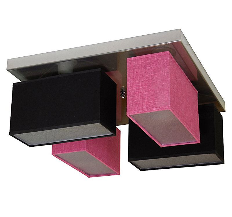 Partridge Fabric Semi Flush Mount, Black/Pink