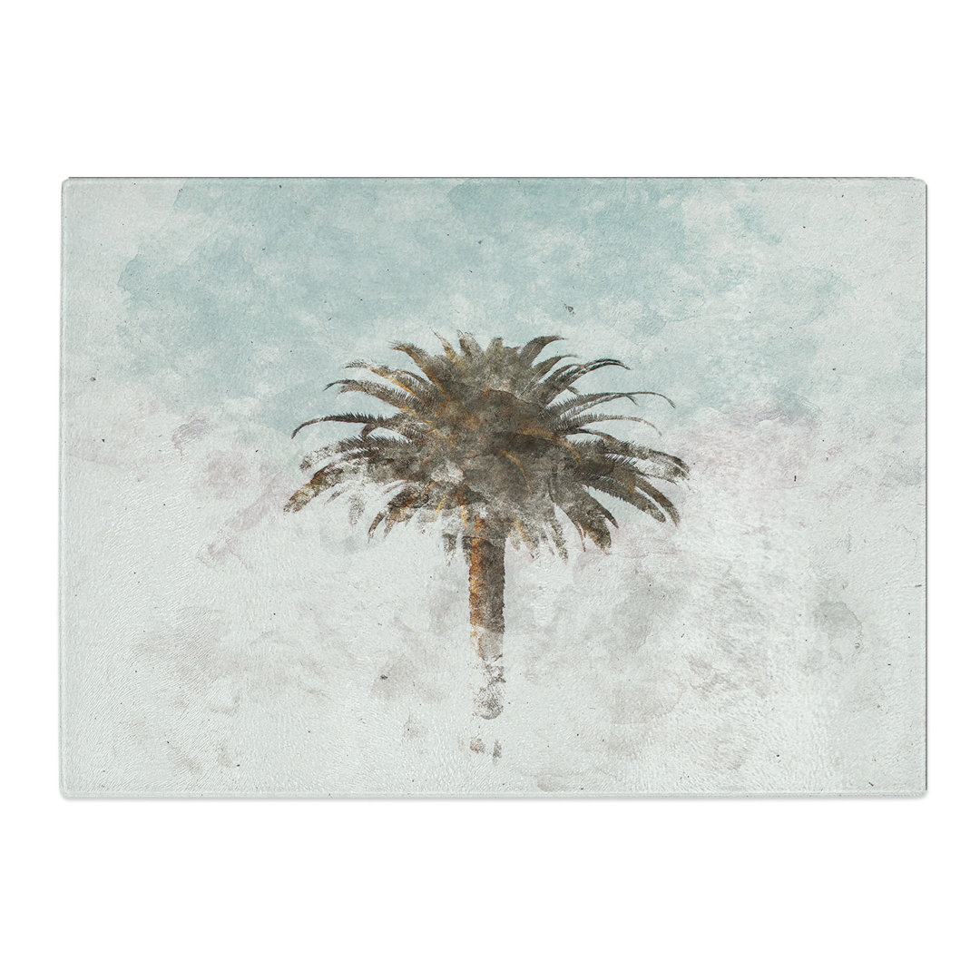 Tempered Glass Sunset Palm Tree Chopping Board
