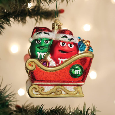 Old World Christmas Blown Glass Ornament for Christmas Tree, M&M's in Sleigh