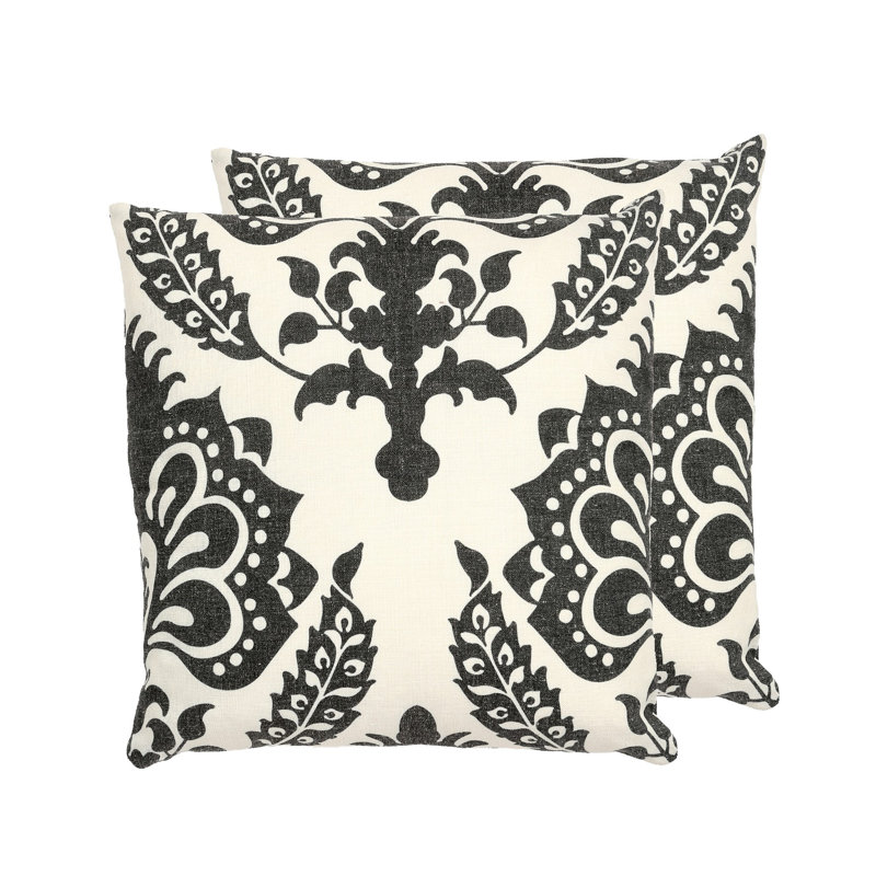 Vienna Floral Linen Throw Pillow, Pillow Cover Only - No Insert, Black Floral