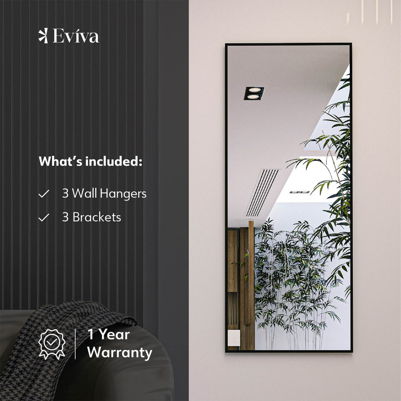 Schweitzer Bathroom / Vanity Mirror, Black, 30" x 72"