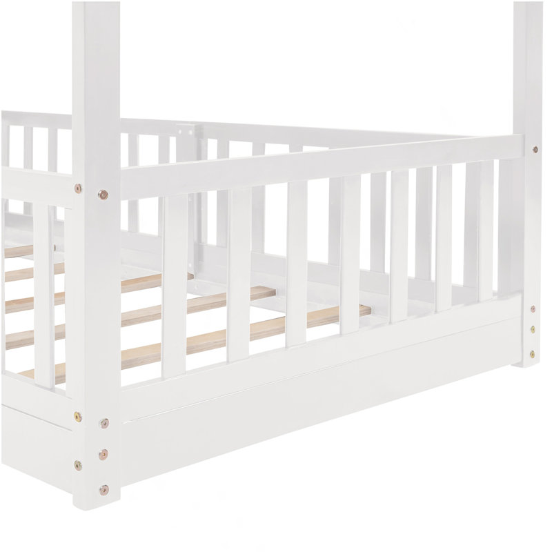Lit simple superposé au-dessus d'un lit simple avec glissière et échelle, blanc, Blanc