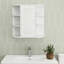 Wall Mounted Bathroom Shelf Cabinet With Mirror - 6 Open, 3 Adjustable, White Open Shelves, Coated