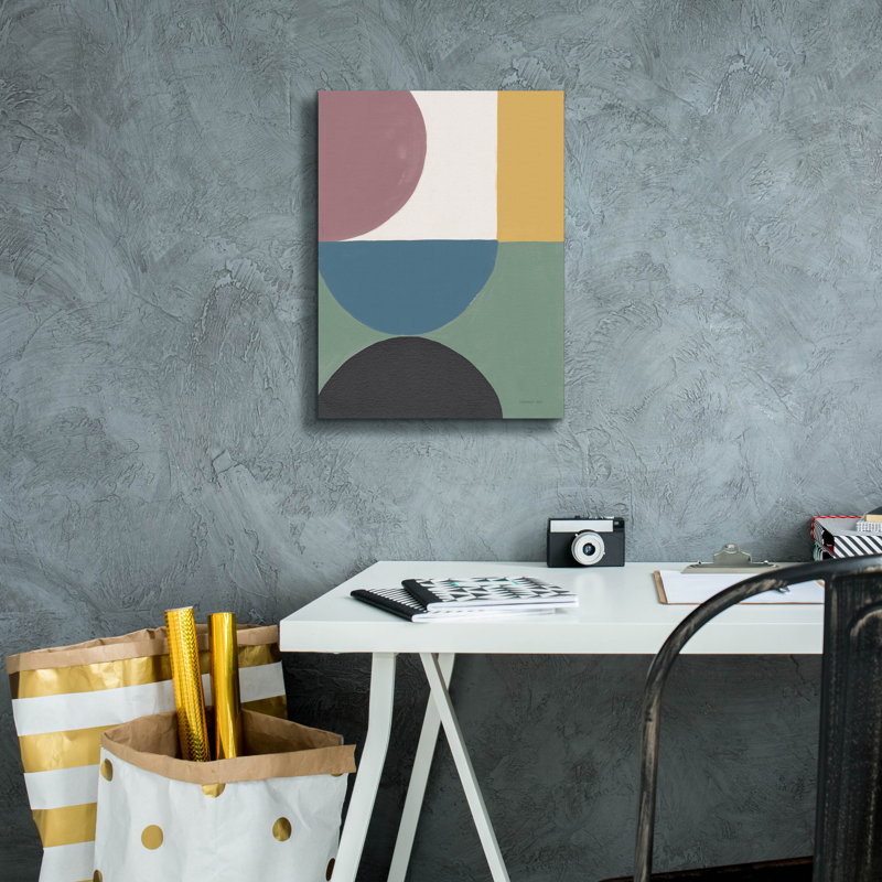 «Colorful Retro Abstract 5» par Danhui Nai, art mural sur toile, H 16 po x l 12 po