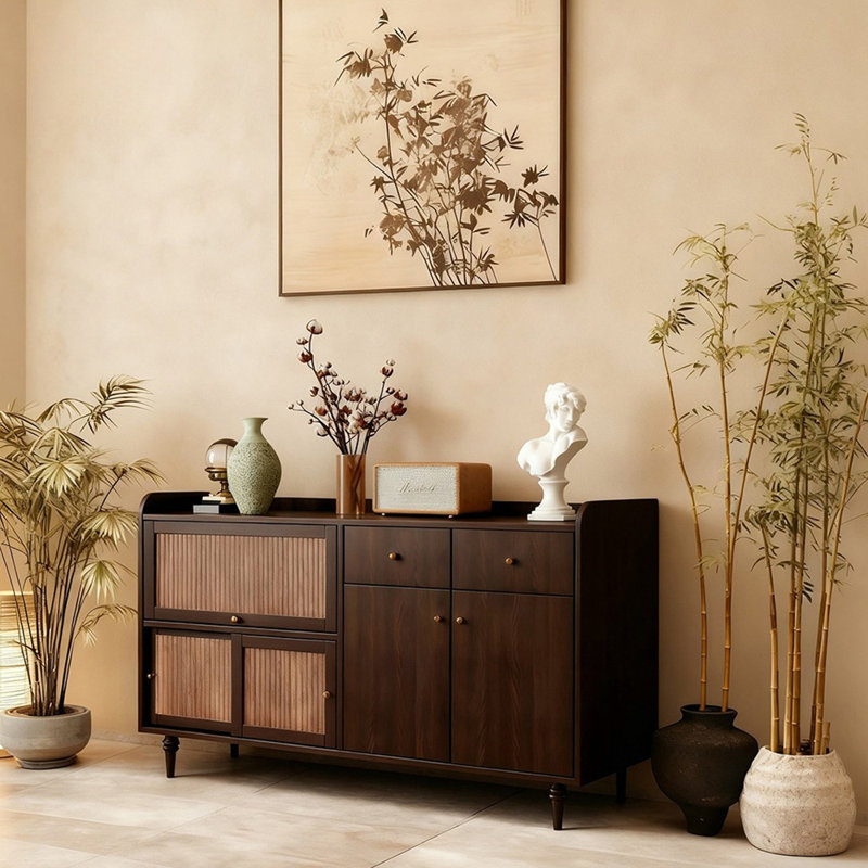 Buffet haut de gamme de style chinois rétro, H 35,4 po x l 55,1 po x P 15,7 po