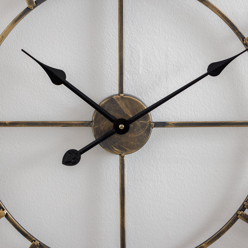 Solange Round Metal Farmhouse Wall Clock, Medium, Distressed Gray