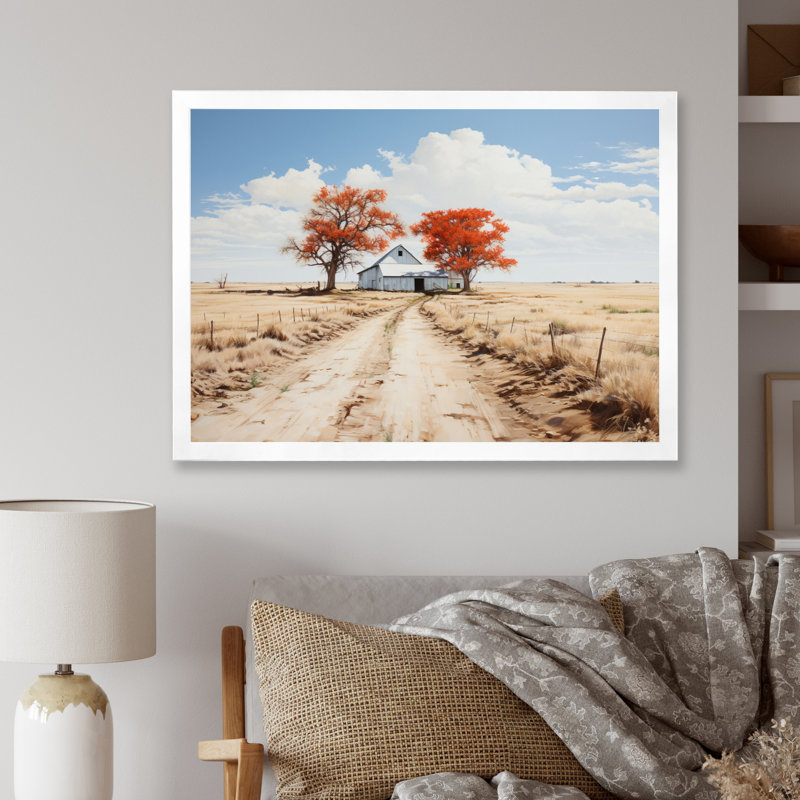 Marvela Farmhouse Minimalisme Path I - Imprimé, Cadre simple blanc, H 12 po x l 20 po x P 1 po