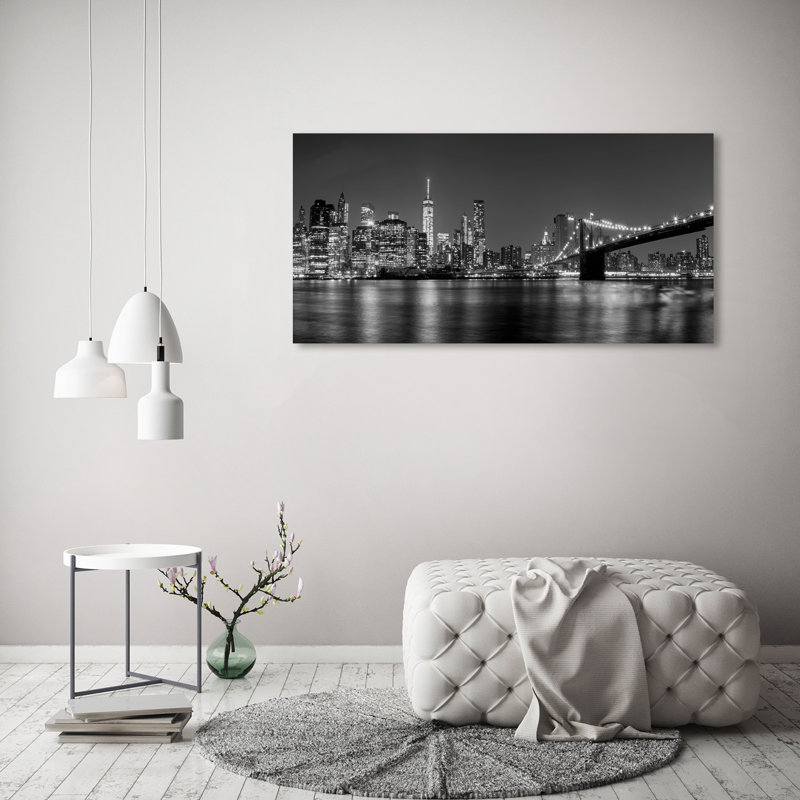 Manhattan By Night - Wrapped Canvas Print