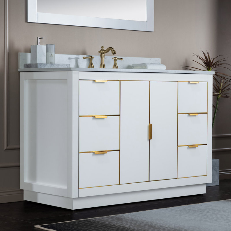 Armoire d'appoint en bois massif 48 po x 21 po x 33 po Venice, Blanc
