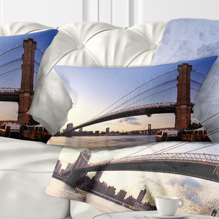 Housse et insert de coussin carré Brooklyn Bridge in New York City, Rectangle 12" x 20"