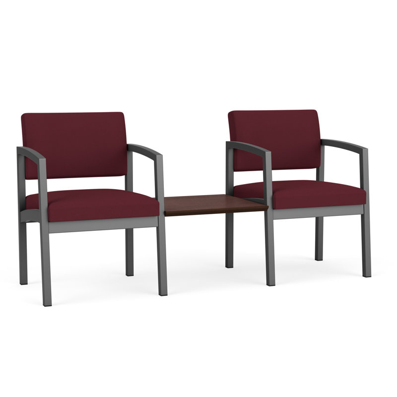 Structure tandem 2 places avec table centrale en acier Lenox, Gris anthracite / noyer cacao, Cocoa Walnut