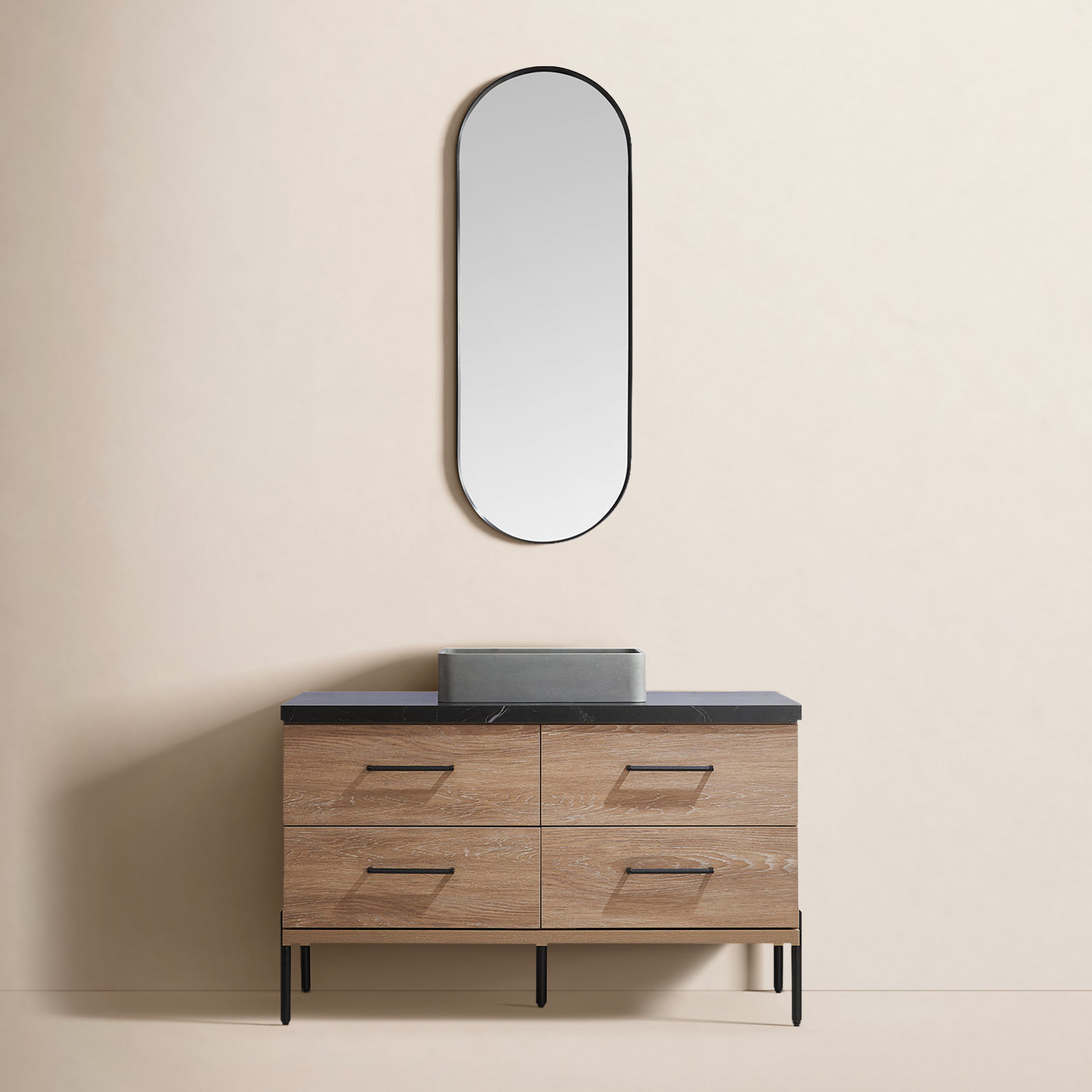 Dasher 48'' Single Bathroom Vanity with Mirror, Rectangular