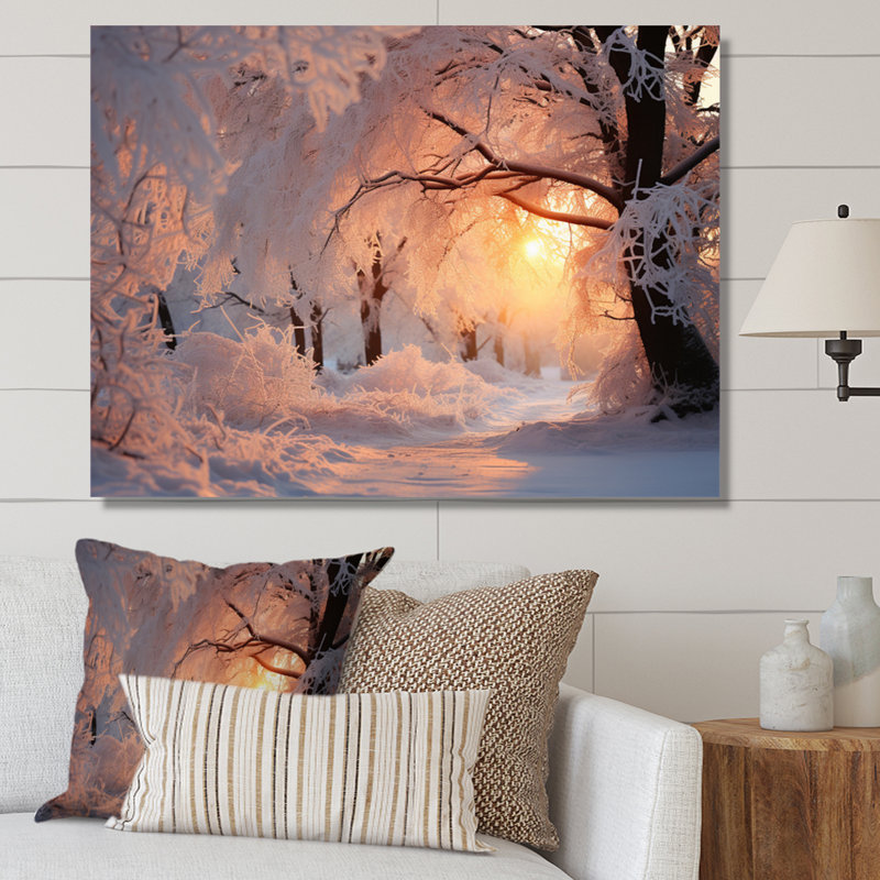 Paysage d'hiver «Frozen Sunlight II» - impressions de paysage d'hiver, H 24 po x l 32 po x P 1 po, Toile tendue