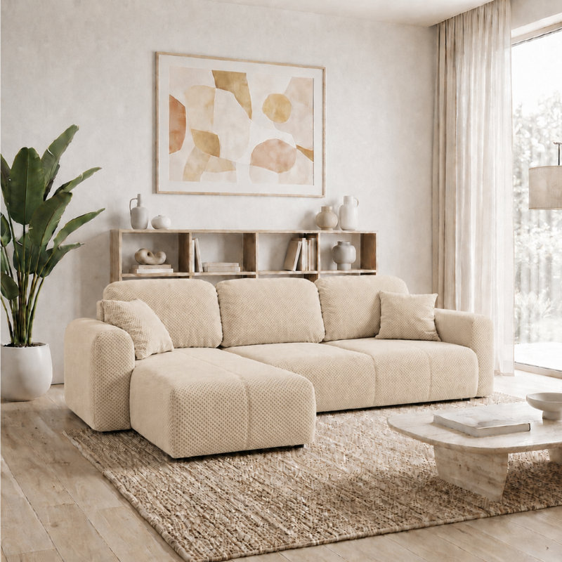 Safila 3 Seater Sofa Bed, Left Hand Facing Corner Sofa