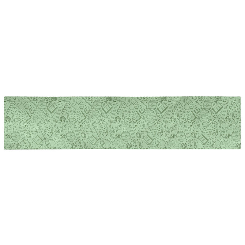 Chemin de table géométrique avicia, 90 po x 16 po, Vert, 100 % coton