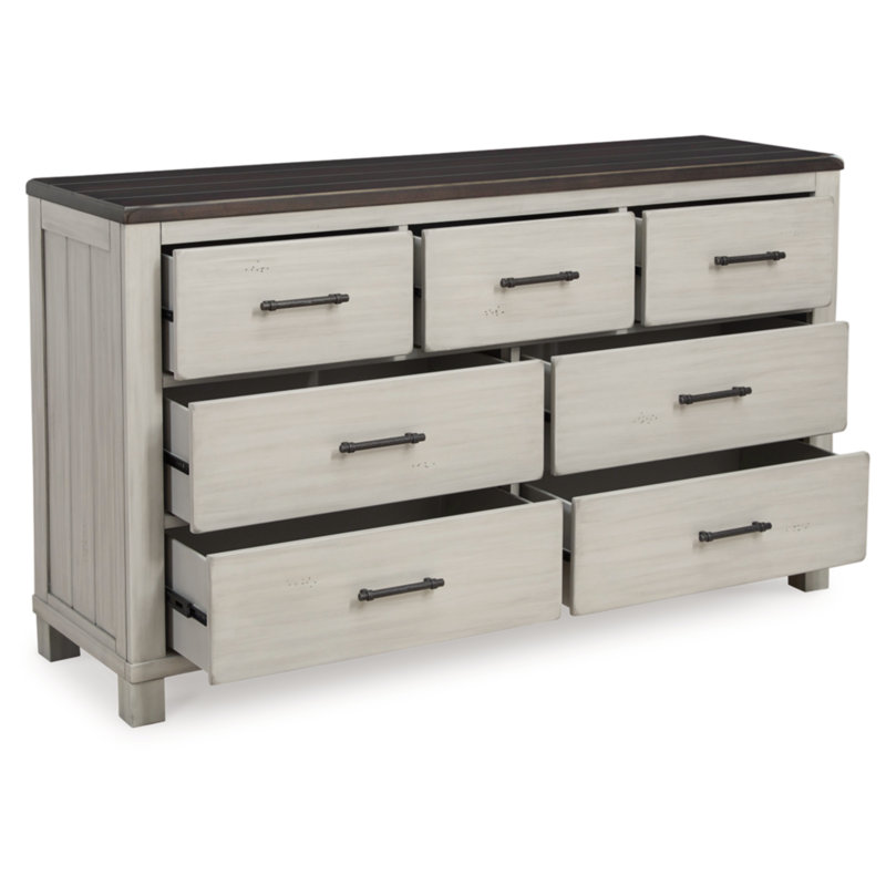 Gray Brown Farmhouse Dresser with Mirror and Felt Lined Drawer