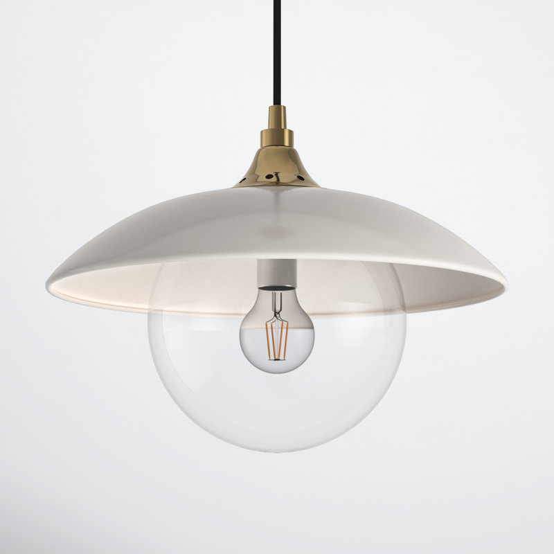 Morine 1 - Light Single Pendant, Pearled White/Brass, Clear