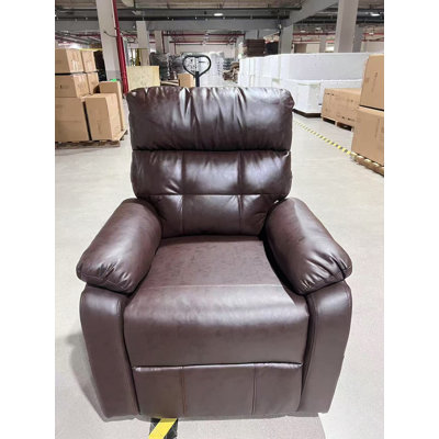 Fauteuil inclinable électrique pivotant électrique - Surdimensionné fauteuil de massage en cuir PU avec charge USB / Type-C, rotation à 360 ° et fonction berçante, canapé inclinable dans le salon, brun foncé