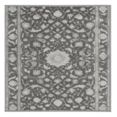 Machine Washable Tabriz Gray Area Rug