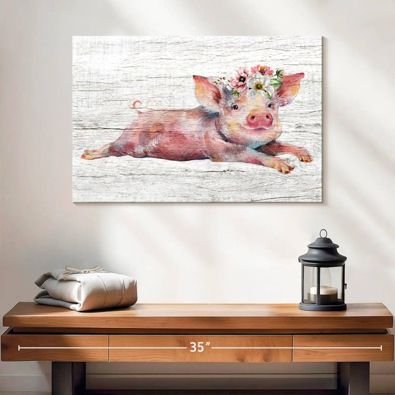 Brampt Wooden Floral Pig