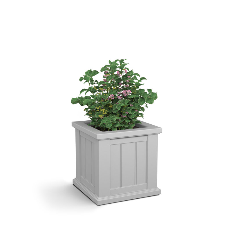 Selevae Resin Planter Box with Water Reservoir, 14" H x 14" W x 14" D, White