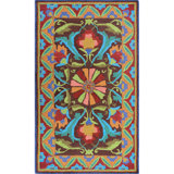 Porcelain Jar Floral Hand Hooked Wool Green/Blue/Red Area Rug