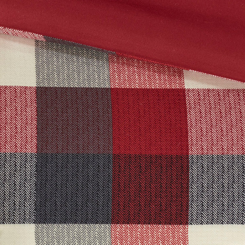 Ensemble d'édredon 7 pièces à chevrons rouge grand, Rouge, Grand édredon et 6 pièces supplémentaires