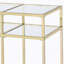 Table de canapé en verre transparent et finition dorée avec plateau en verre trempé et structure en métal, parfaite pour les décors modernes et les petits espaces