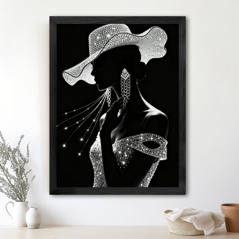 Reproduction d'art encadré noir, déesse de diamant rétro, H 11 po x l 9 po