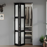 3-Lite 78" Frosted Glass Bi-fold Doors with Installation Hardware Kit for 80" Door Opening Height