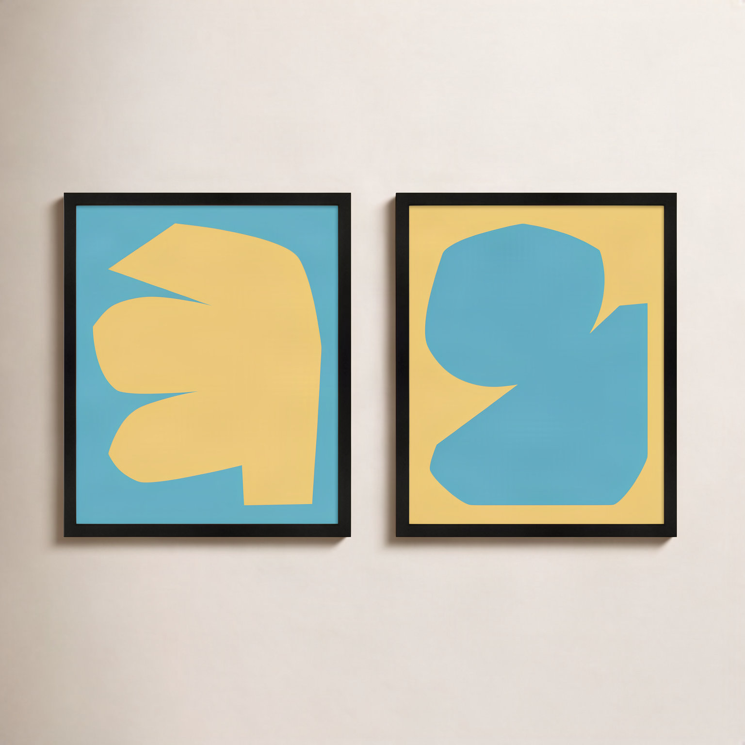 Rashard "Blue Study" 2-Piece Print Set, Black Framed, 30" W x 38" H