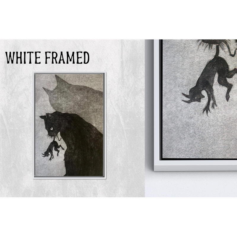 Toile imprimée: art de silhouette de chat et de chaton minimaliste, toile blanche encadrée 1P, 67 po H x 47,3 po l