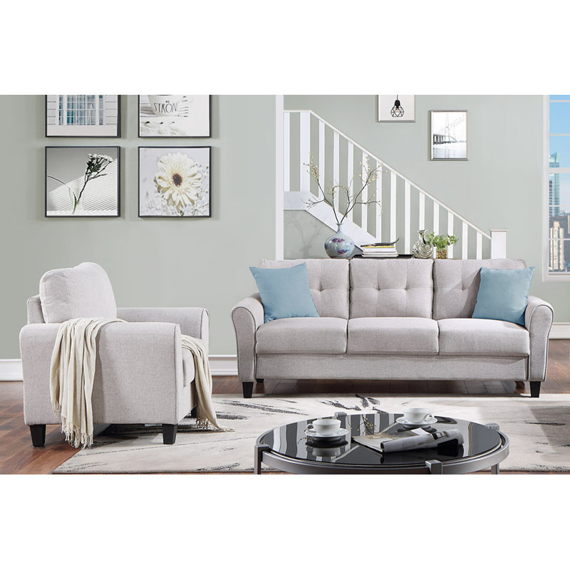 Mobilier de canapé rembourré en lin moderne pour la maison ou le bureau, Gris clair