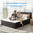 Compression Packed All-in-one Plush Upholstered Platform Bed With Built-in Foam Mattress, Queen-1787057704-1787057717