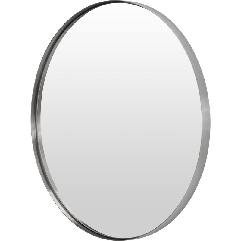 Stainless Steel Round Wall Mirror, 100cm x 100cm, Brushed Silver