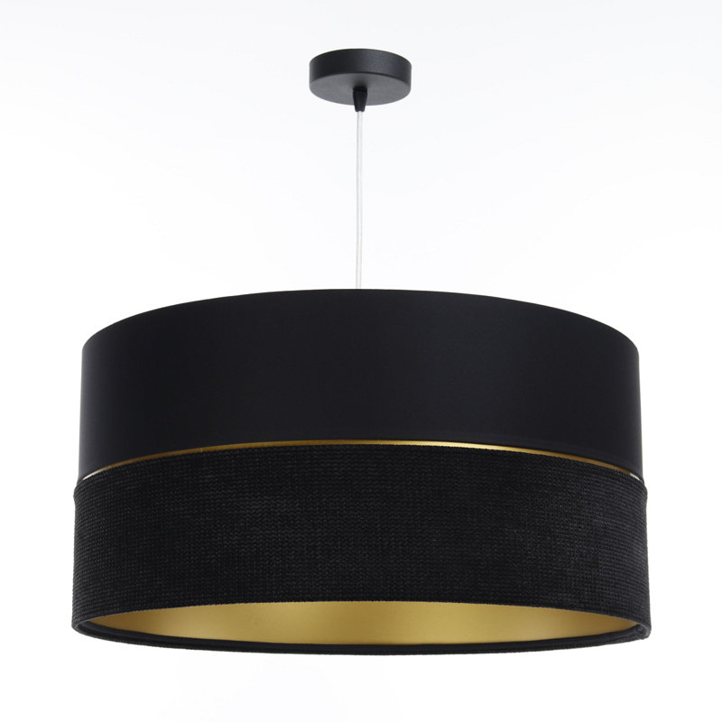 Roncy 1 - Light Drum Pendant, Black/Gold, 102cm H x 40cm W x 40cm D